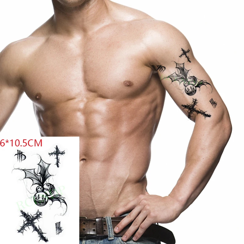 

Водостойкая Временная тату-наклейка ins Cross bat demon cool Body Art флэш-тату поддельные тату для женщин и мужчин