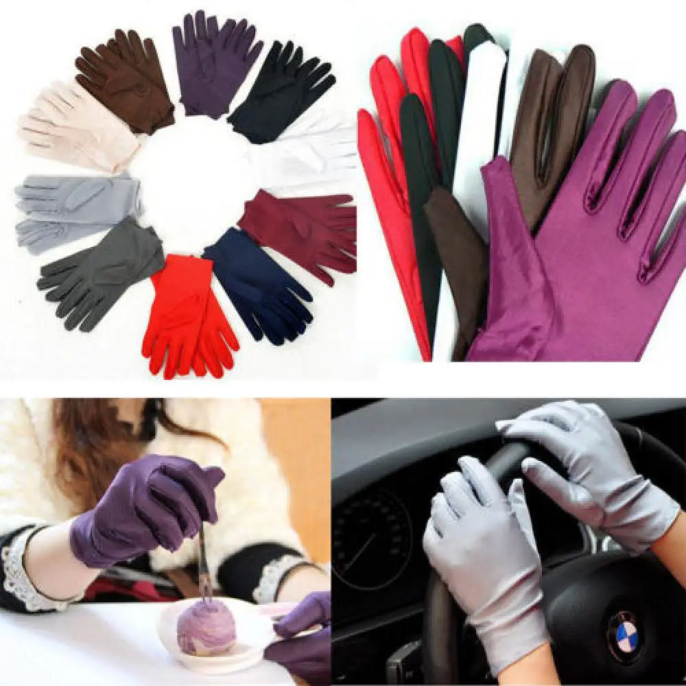

1PC Girl Lady Satin Short Finger Wrist Gloves Smooth Evening Party Formal Prom Costume Stretch GlovesEtiquette Glove