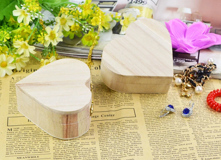 Новая деревянная коробка в форме сердца для хранения колец чехол ювелирных