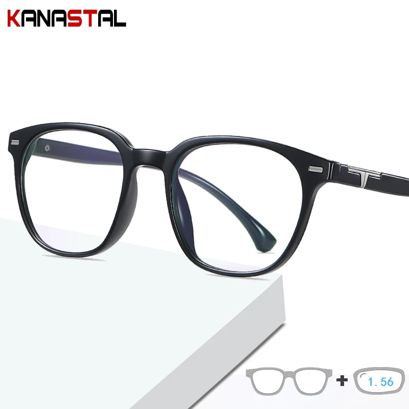 

Men Blue Light Blocking Glasses Women TR90 Large Frame Eyeglasses Computer Eyewear Myopia Hyperopia Reading Glasses1.56 Retro