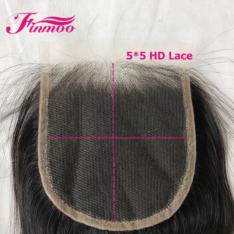 Невидимый HD кружева закрытие волос прямо бразильский Реми человеческие волосы 5X5