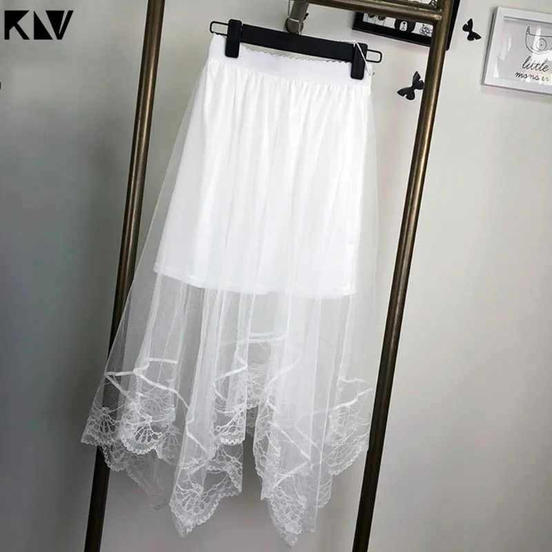 Юбка KLV с завышенной талией и шнуровкой однотонная плиссированная двухслойная