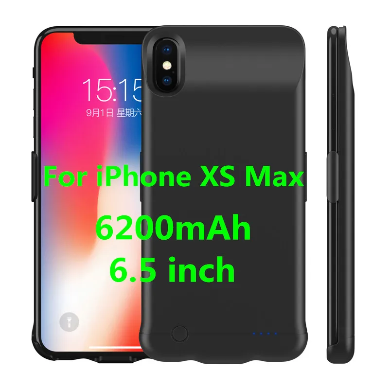 Black for Xs Max 6.5 6200 мАч чехол для зарядного устройства для iPhone XS Max power чехол 5200 мАч портативный резервный внешний аккумулятор чехол для iPhone XR чехол для зарядки - Цвет: Black for Xs Max 6.5