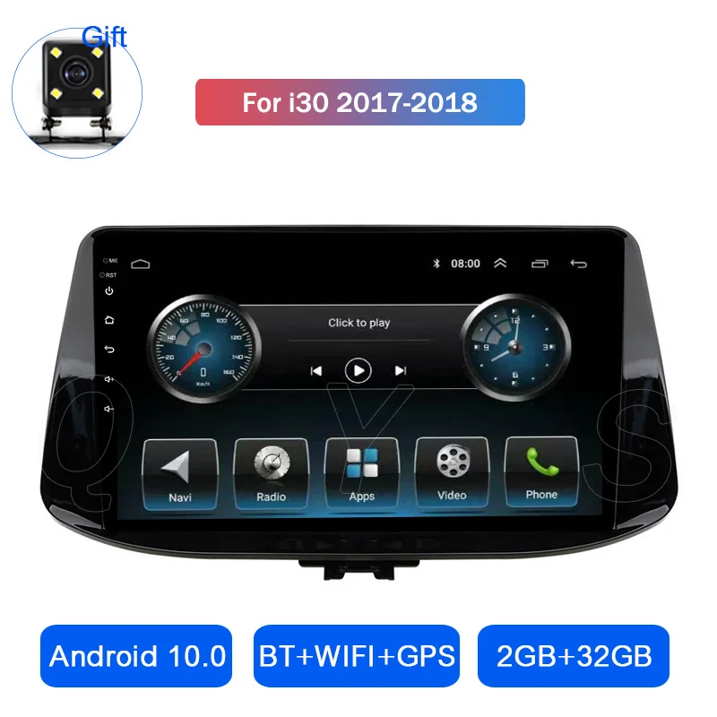 Android 10 GPS навигация Сенсорный экран четырехъядерный радио для Hyundai i30 2017 2018