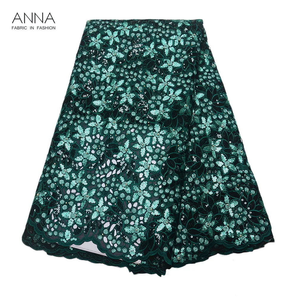Женская кружевная ткань с блестками Anna 5 ярдов из органзы в африканском стиле