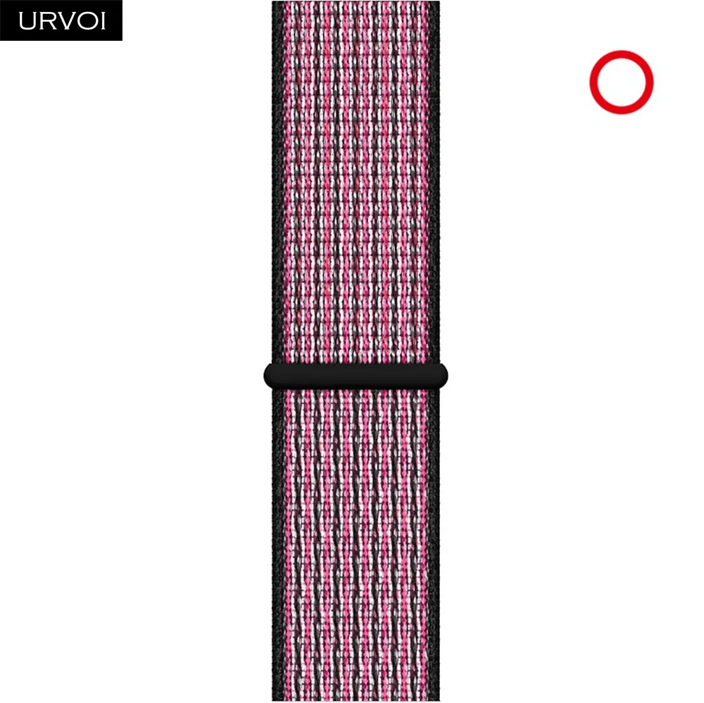 N Pink B T Berry Спортивный ремешок URVOI для apple watch, серия 5, 4, 3, ремешок для iwatch, воздухопроницаемый, застежка-крючок, тканый нейлон, 40 мм, 44 мм - Цвет ремешка: N Pink B T Berry