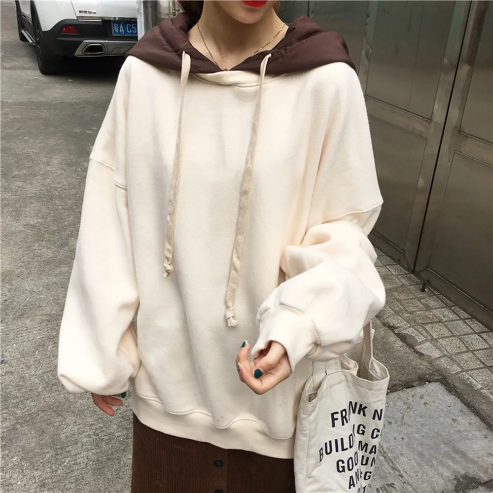 

Женский флисовый свитер с капюшоном, Свободный Повседневный пуловер с длинными рукавами и завязками, корейский стиль, зима 2021