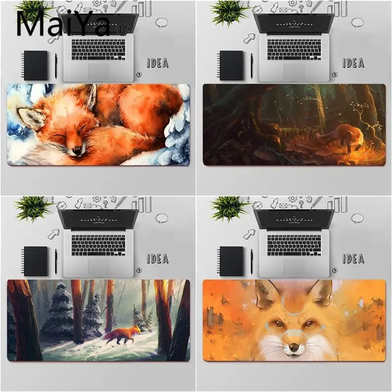 

Высококачественный игровой коврик для мыши Maiya для ноутбука с изображением животных и лисы, бесплатная доставка, большой коврик для мыши, ко...