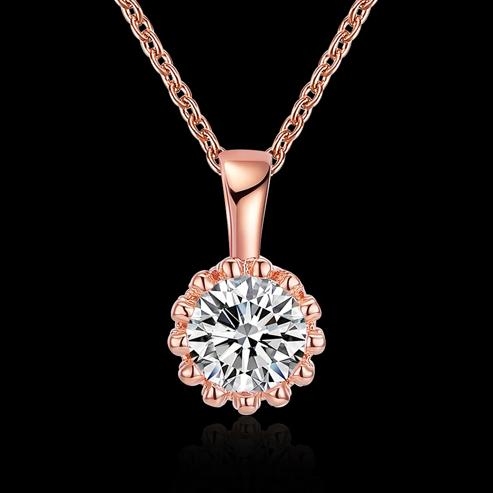 Fashion K Gold Trend Necklace Zircon Rose Female Round Diamond Engagement White Valentine's Day Gift | Украшения и аксессуары