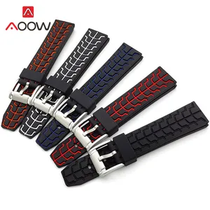 Двухцветный силиконовый мужской спортивный ремешок для часов 20 мм 22 мм 24 мм водонепроницаемый сменный ремешок для дайвинга синий черный аксессуары для часов