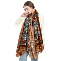 2021 ladies autumn and winter all match new scarf comfortable cotton plaid zebra leopard print bib shawl