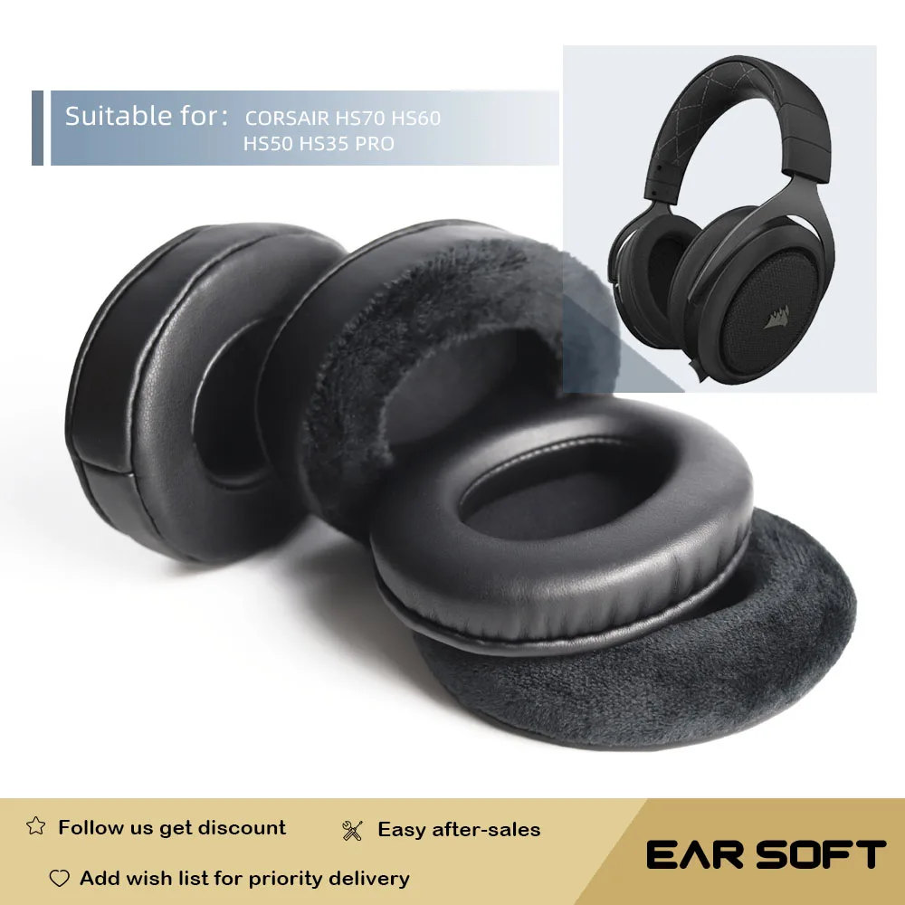 Earsoft Replacement Ear Pads Cushions for CORSAIR HS70 HS60 HS50 HS35 PRO Headphones Earphones Earmuff Case Sleeve Accessories