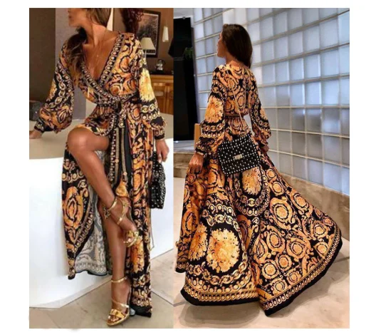 Женское длинное платье модное повседневное Пляжное летнее | Женская одежда