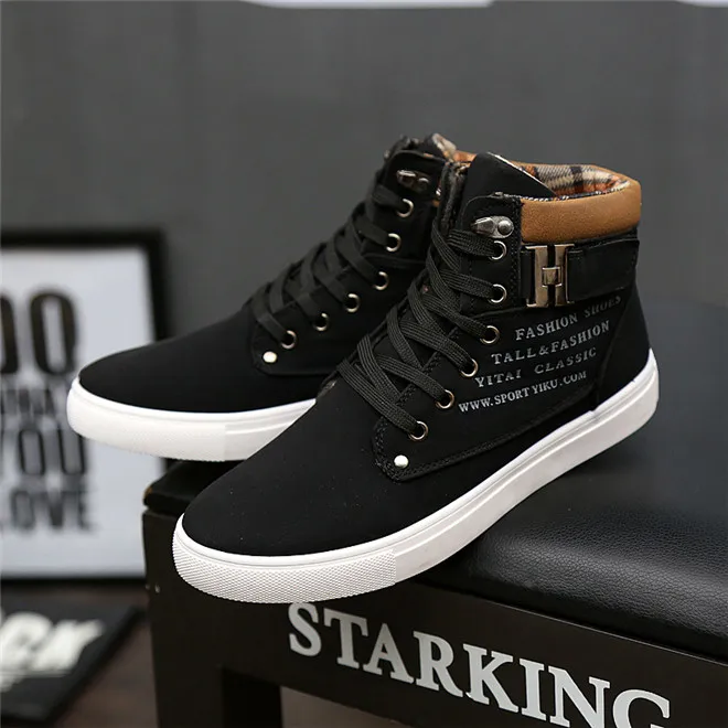 Fashion Men Casual Shoes High Top Canvas Shoes Sneakers Man Lace-Up Breathable Trainers Men Baskets Homme Basic Flats Shoes 365 images - 6