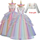 Новинка, платье с цветочным принтом для девочек на свадьбу, коктейльную вечеринку, платье с принтом единорога для девочек на день рождения, выпускной, платье принцессы с вышивкой