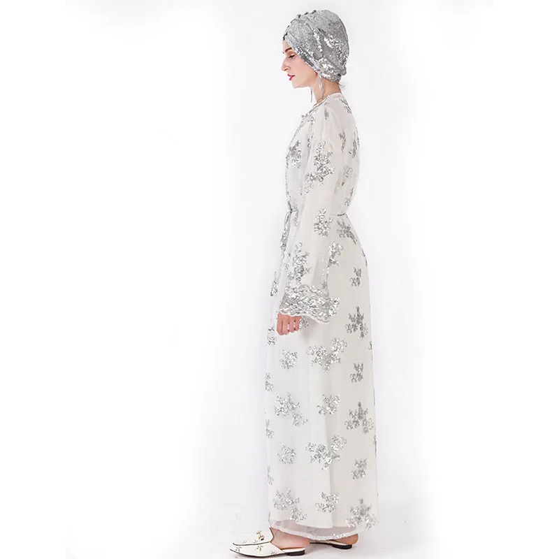 Middle East Saudi Arabia Luxury Mesh Sequin Embroidered Travel Women's Robe Muslim Dubai Ramadan Mosque Prayer Abaya Dress