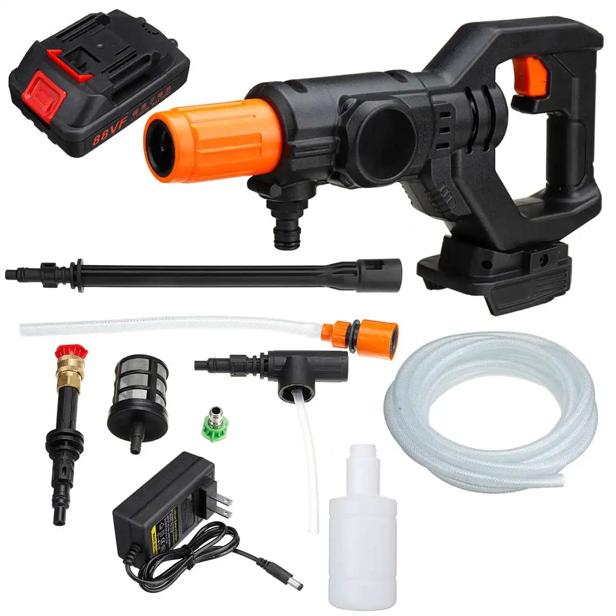 

88Vf Cordless High Pressure Car Washer Handheld Electric Water Gun Powerful Garden Water Jet Water Pump Sprayer Rechargeable