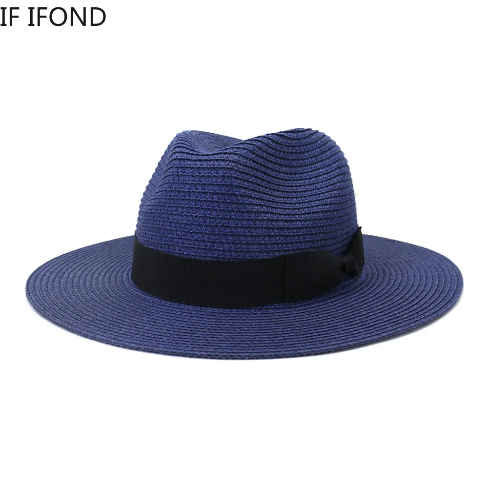 Women Summer Hat Straw Hats For Women Wide Brim Beach Sun Hats Casual UV Protection Panama Bow Cap