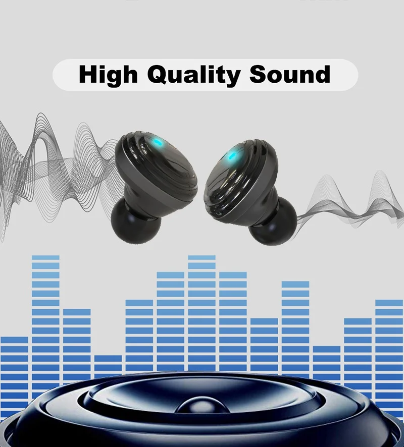 Беспроводные наушники Bluetooth V5.0, TWS, беспроводные Bluetooth наушники, светодиодный дисплей, 2000 мА/ч, внешний аккумулятор, гарнитура с микрофоном для телефона