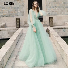 LORIE – robe De soirée De forme princesse, tenue De soirée en Tulle, col en v profond, dos nu, longueur au sol, avec ceinture et perles, 2021  (1)