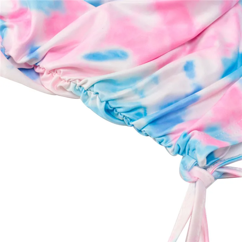 

2020 fashion sexy Women's Cropped Top High-Waist Long Sleeve Dye Printed V-Neck Elastic Wrapped Skirt set 2PCS for dailywear