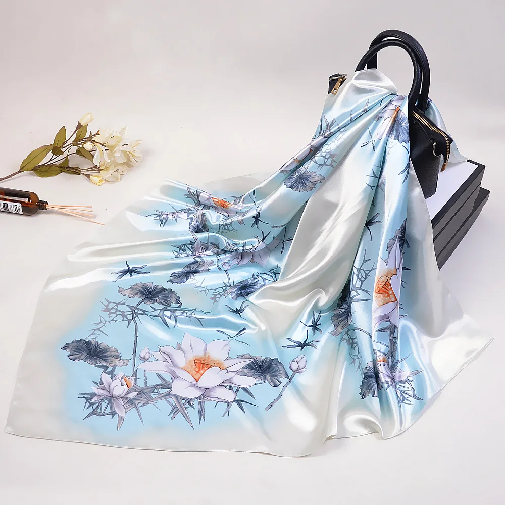Эскиз Лотоса градиент женский шарф большие квадратные шарфы женская бандана