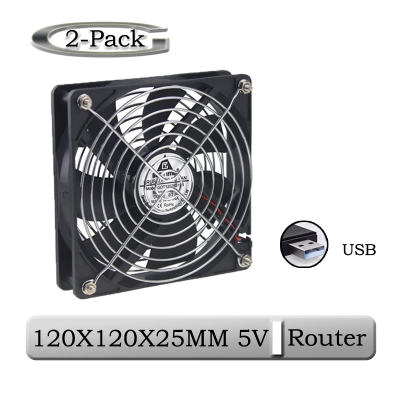 2 шт. Gdstime DC 12 см 120x25 мм 5 в USB TV Box беспроводной маршрутизатор мощность бесшумный