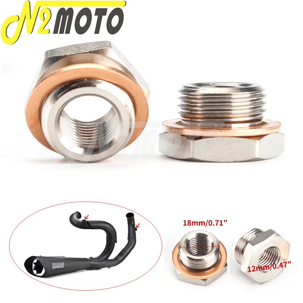 

Motorcycle Exhaust Adapters Reduce 02 O2 Sensor Ports Bungs 18mm To12mm For Dyna Fat Bob Muscle FXDF FXDL S FXDLS FXDB FXDBP