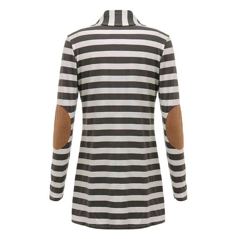 Весенний кардиган для женщин с длинными рукавами в полоску принтом повседневное