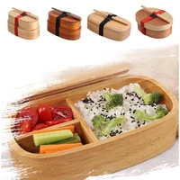wooden lunch box with compartments healthy japanese style lunch box for school kids sushi container with chopsticks dinnerware