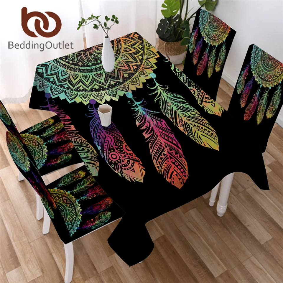 BeddingOutlet Dreamcatcher Tablecloth Waterproof Boho Dinner Table Cloth Colorful Mandala Decorative Cover Rectangular|Скатерти| |