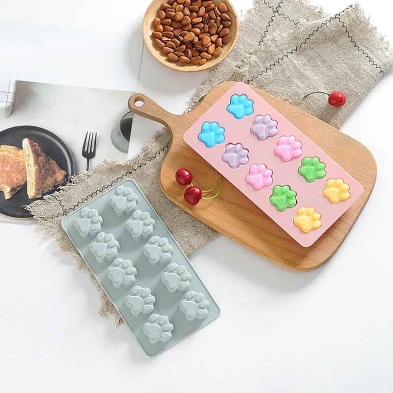 10 ячеек Милая кошачья лапа форма для шоколада 3D помадки силиконовая сделай сам