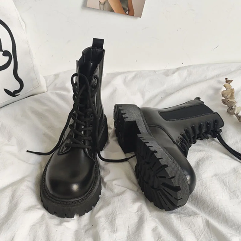 Женские армейские ботинки Goth на платформе ботильоны толстой массивной подошве