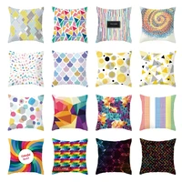colorful geometry cushion cover for living room decor dot vortex tower throw pillow cover home triangle stripes sofa pillow case