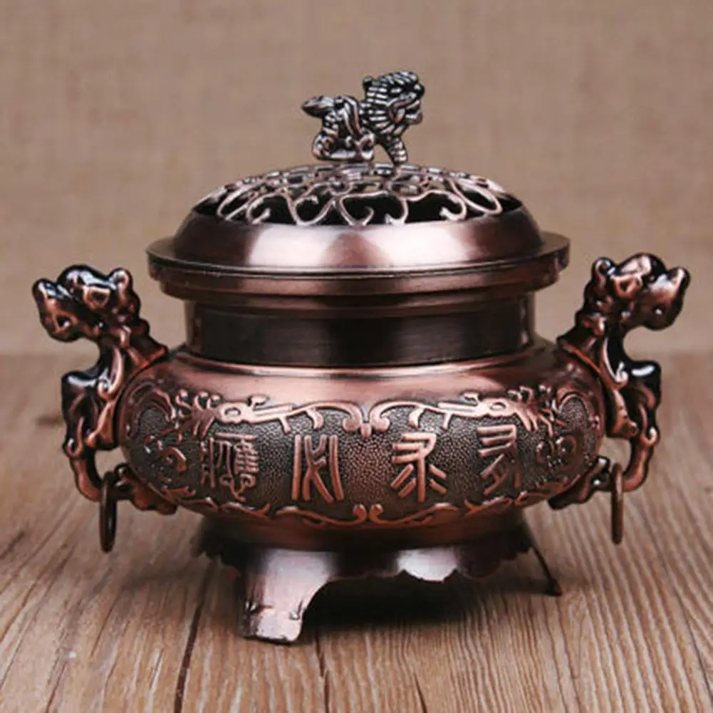 Copper color HobbyLane, Ретро стиль, сплав, курильница, двойной дракон, полое покрытие, курильница, конус, держатель, украшение дома - Цвет: Copper color