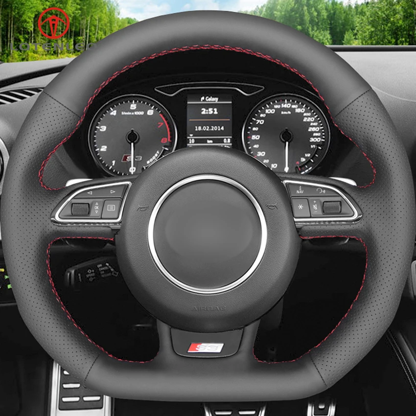 LQTENLEO черная натуральная кожа для рукоделия Audi A5 A7 RS7 S7 SQ5 S6 S5 RS5 S4 RS4 S3 2012 2018|car steering