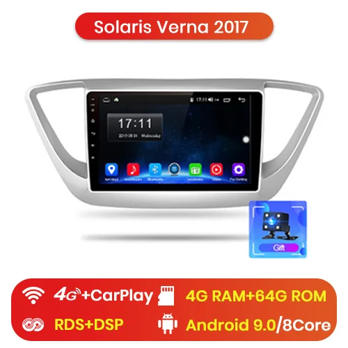 4-64GB for 4G Junsun V1 2G+ 32G Android 9,0 для hyundai solaris Verna автомобильный Радио Мультимедийный видео плеер gps RDS 2 din dvd - Цвет: 4-64GB for 4G