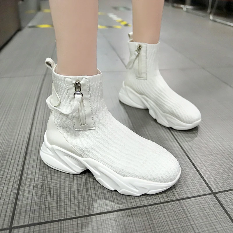 Женские высокие кроссовки Sock черные массивные ботильоны осенние ботинки