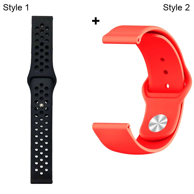 Black Black-Red Ремешок для Xiaomi Amazfit Pace Stratos GTR 47 мм для huawei GT 2 46 мм Honor Magic Dream ремешок для samsung gear S3 Galaxy 46 мм - Цвет: Black Black-Red
