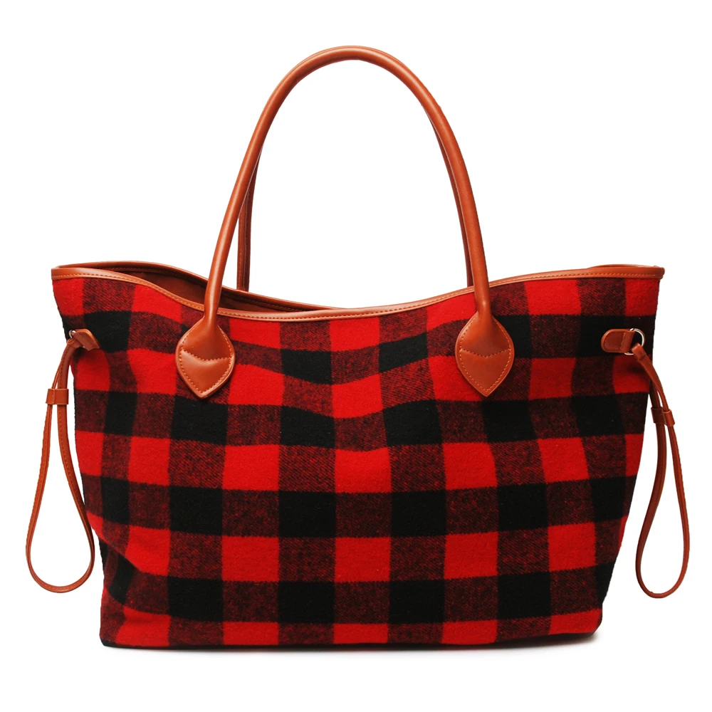 10 шт. клетчатая сумка тоут из искусственной кожи с ручкой кожи|Сумки ручками| |