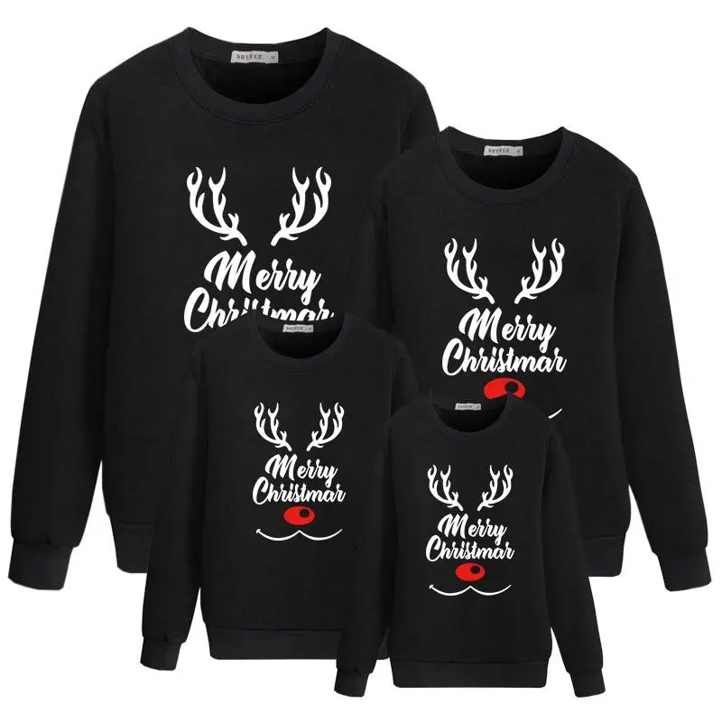 

Matching Family Outfits Parent-child Christmas Letters Baby Boys Girls Hoodie Warm Mommy And Me Hoodie Mom Dad Daughter Son Tops