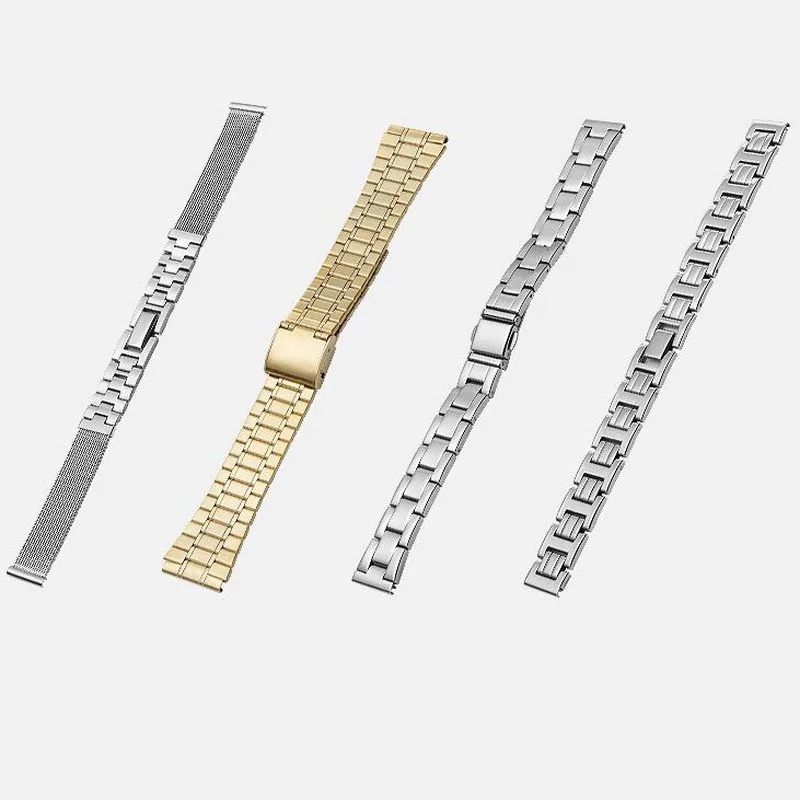 

10mm 12mm 14mm 16mm 18mm Stainless Steel Watch Band Strap Bracelet Watchband Butterfly Clasps Silver Buckle For Women Men