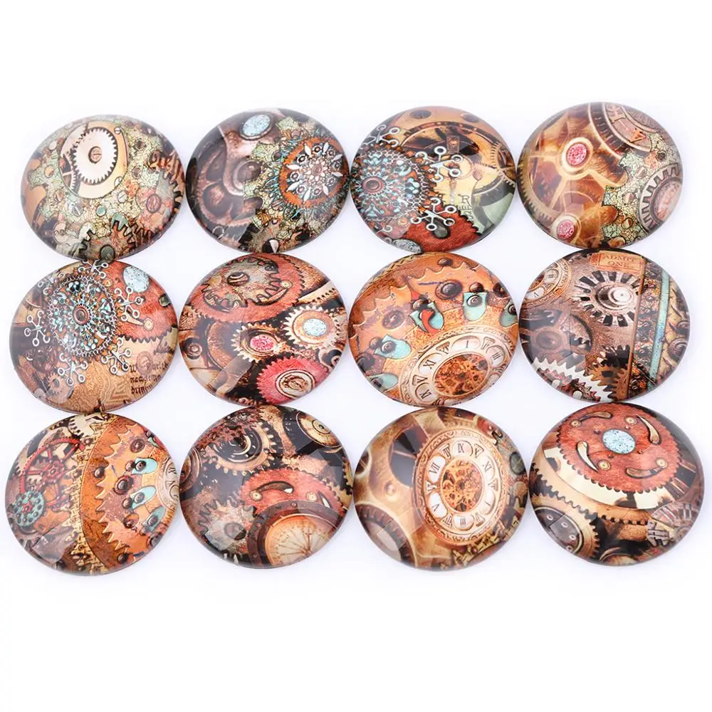 

Mixed Steampunk Photo Round Glass Cabochon 25mm 20mm 30mm Diy Flatback Handmade Jewelry Findings For Pendant Necklaces