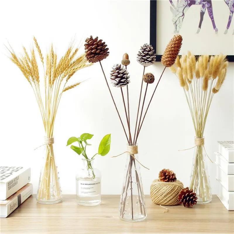 

Wheat Ear Pampas Grass Decor Dried Wedding Marriage Decoration Real Pine Cone Lotus Dry Flowers BunnyTail Home Living Room Decor