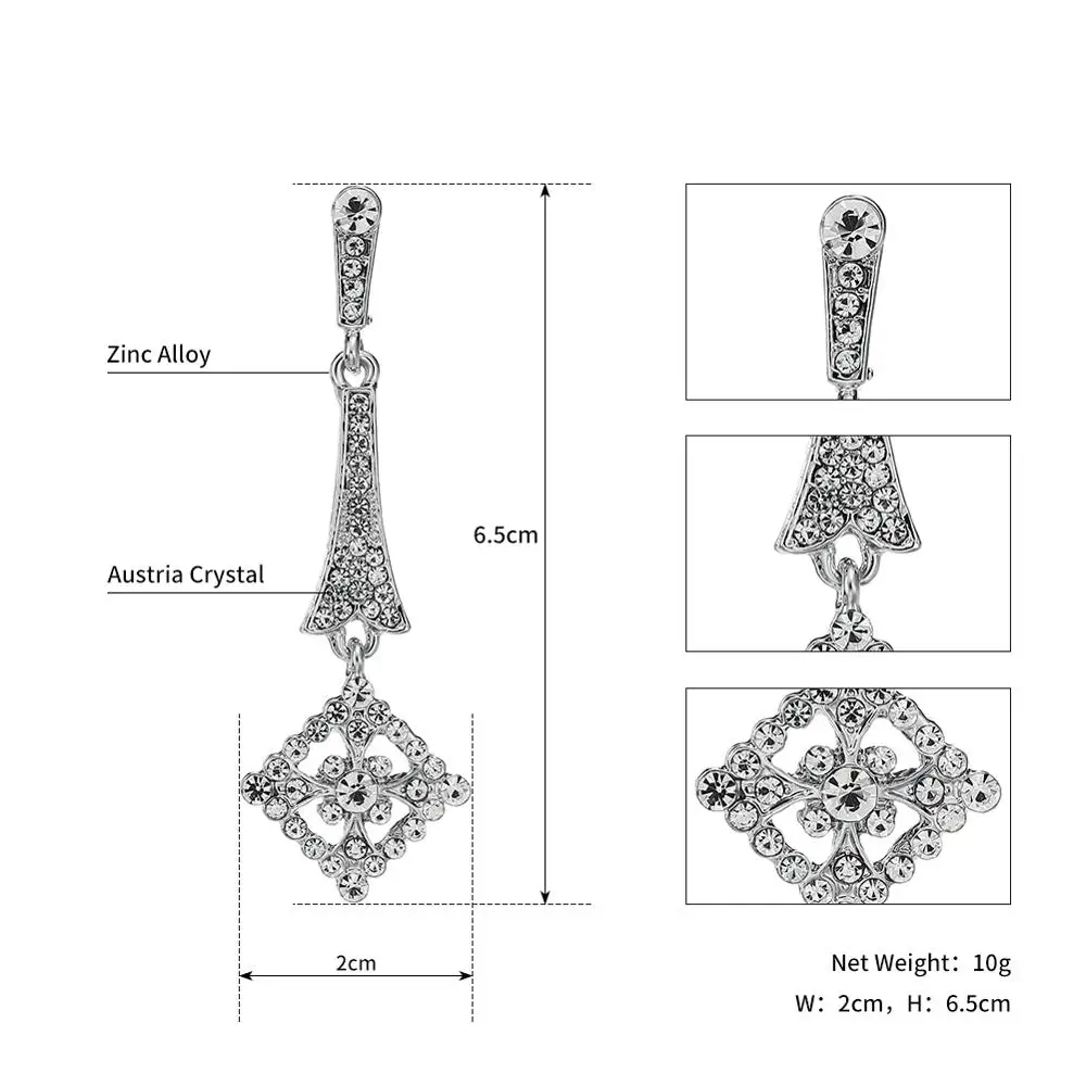 Элегантные Австрийские хрустальные серьги-капли сплав трендовые свадебные