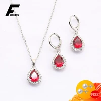925 silver jewelry set earrings necklace water drop shape zircon gemstone pendant ear accessories for women wedding party gifts