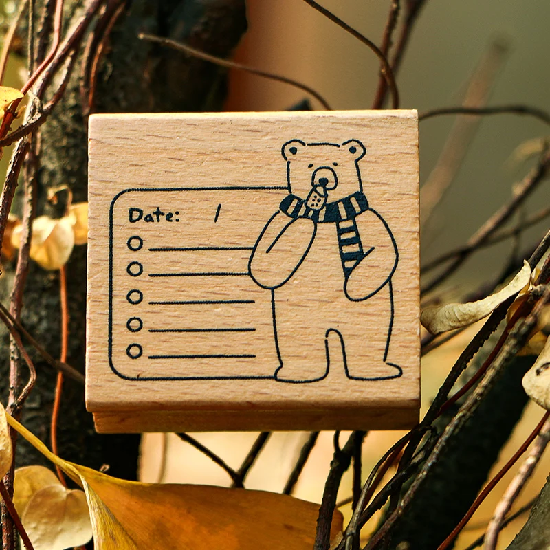 6 X винтажные функциональные серии календарь штамп набор DIY Деревянные и