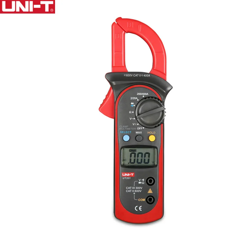 

UNI-T UT201 Ditgital Clamp Meter Auto Range 400-600A Kaw Capacity 28mm Continuity Buzzer 2000 Counts