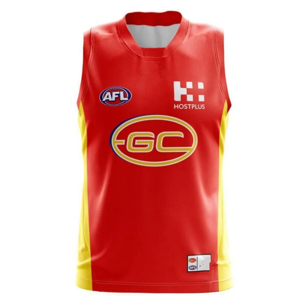 AFL GOLD COAST SUNS мужская домашняя трикотажная одежда, размер S-3XL, принт с именами и цифрами, высокое качество - Цвет: NO Print