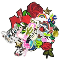 30pcslots random embroidery iron on patches for boys girls kids patch for clothing applique sew on sticker diy tiger badge